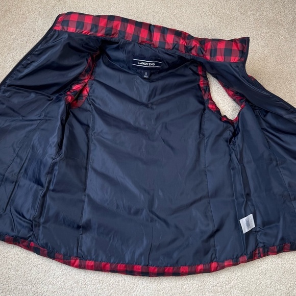 Lands End HyperDry Puffer Vest Buffalo Plaid Down Fill Pockets, Like New, Small - Picture 8 of 10